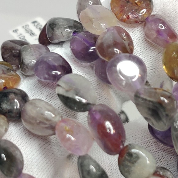 SUPER 7 STRETCHY NUGGET BRACELET NATURAL STONE w/ FREE FELT POUCH - Picture 4 of 8